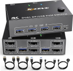 DP KVM l&uuml;liti kaks monitori, KCEVE 2 arvuti 2 monitori Displayport USB 3.0 KVM l&uuml;liti, toetab 4K@60Hz 2 arvutit, mis jagavad klaviatuuri, hiirt ja monitori