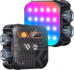 K&F CONCEPT 60 LED RGB videovalgus, 360&deg; t&auml;isv&auml;rviline kaasaskantav fotovalgus, 2500K-9900K CRI 96+, 21 valgusefektiga, 2000 mAh akuga minikaameravalgus Vlogimise, Selfie, fotograafia jaoks, mustas toonis