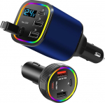 Sigaretis&uuml;&uuml;taja USB, 4 pordi USB-sigaretis&uuml;&uuml;taja adapter 85,5 W ja 78 W 4 in 1 sisset&otilde;mmatav autolaadija USB C koos kaabliga, kahekordne autoadapter iPhone'ile Androidile