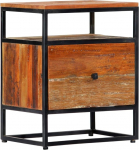vidaXL Bedside Table 1 Drawer 1 Storage Compartment Bedside Table Bedside Table Bedroom 40 x 30 x 50 cm Recycled Solid Wood Steel