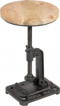 Riess Ambiente Engineer Height Adjustable Side Table 30 cm Round Mango Wood Industrial Design Living Room Table Sofa Table