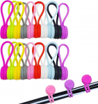 Magnetische Kabelbinder, zum Wickeln und Einrasten, wiederverwendbare magnetische Kabelbinder, Silikon zum Organisieren zum B&uuml;ndeln und Organisieren von Gegenst&auml;nden, USB-Ladekabel (bunt), 20