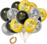 Aastavahetuse dekoratsioonid 2025 - Mustad ja kuldsed &otilde;hupallid, 12" aastavahetuse dekoratsioonid 2025, lateks &otilde;hupallid, Happy New Year 2025, aastavahetuse peo &otilde;hupallid aastavahetuse pidutarvete jaoks, 15-ne pakendiga pakett