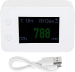 Luftqualit&auml;tsdetektor, Infrarot-Induktion, digitaler CO2-PM2,5-Tester, USB-Aufladung, Wei&szlig;, genaue Messung, Echtzeit&uuml;berwachung f&uuml;r Zuhause, B&uuml;ro, Schule, ABS-Material,