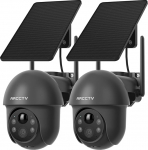 4MP Solar Outdoor Surveillance Camera, 2.4/5 GHz WiFi, Outdoor Camera Wireless Battery, Alarm for Person Detection, Night Vision t&auml;isv&auml;rviline, Two-Way Audio, veekindel, Hall (2 tk)