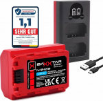 Baxxtar NP-FZ100 2600mAh kaamera aku (IV p&otilde;lvkond) laadimine koos mini LCD kahe seadmega - sisend USB-C/MicroUSB - &uuml;hildub Sony FX30 Alpha 6700 7 IV 7c II 7CR 7R IV 7R V ZV-E1 jne.