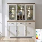 Lomadox Buffet Cabinet, Dining Room Cabinet, Kitchen Cabinet in Country House Style in White Pine with Artisan Oak, W/H/D 166/204/48 cm, Country House Style with Light Pine and Artisan Oak Nb.