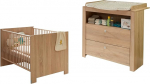 trendteam smart living - Olivia - Beebitoa m&ouml;&ouml;blikomplekt (beebivoodi [143 x 83 x 78 cm] + muutmislaud [96 x 104 x 69 cm]) - J&auml;medalt saetud tammepuust - h&otilde;bedast v&auml;rvi n&ouml;&ouml;pidega k&auml;epidemed - kriimustuskindel