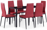 vidaXL S&ouml;&ouml;gitoa lauakomplekt 7-osaline s&ouml;&ouml;gitoa lauakomplekt K&ouml;&ouml;gilaud S&ouml;&ouml;gitoa toolide lauakomplekt S&ouml;&ouml;gilauakomplekt S&ouml;&ouml;gilaud koos 6 tooliga Veinipunane