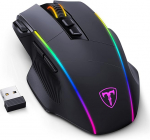 RisoPhy Gaming Mouse Wireless RGB, 2.4G/USB-C/Bluetooth hiir 8 programmeeritava nupuga/10000DPI/7 RGB valgustusega, traadita ergonoomiline hiir PC/Mac Gamerile
