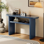 Schmaler Konsolentisch als Wohndekoration mit 2-st&ouml;ckigem Offenem Stauraum, Konsolentisch Flur aus Massivholz f&uuml;r Wohnzimmer und Foyer(Blue,120cm/47.2in)