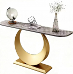 Konsoollaud, kaasaegne luksuslik konsoollaud esikusse, kodukujundusse, elutuppa, magamistuppa, esikusse, kiviplaadiga ja metallraamiga (kuldne, 100 cm / 39,4 tolli)