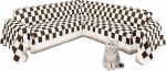 ALIECOM Boho Diivan katab l&otilde;ik diivan Reversible Chenille Corner diivan Cover L kujuline sektsiooniline Slipcovers Tassel pestav U kuju m&ouml;&ouml;bli kaitsja (ruuduline, kohvi ja valge, 230x650cm)