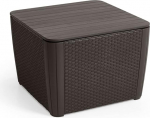 Allibert by Keter Luzon Plus Flat Wicker Garden Table, grafiit, eemaldatav kaas, hoiuruumiga, plastik, lame rotangi v&auml;limus, ilmastikukindel