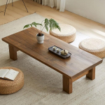 Jaapani t&auml;ispuidust teelaud Vintage stiilis madala altarilaudadega ujuvale aknale teetuba r&otilde;dule elutuppa v&auml;ljas ristk&uuml;likukujuline v&auml;ike kohvilaud (kohv, 60 x 35 x 30 cm)