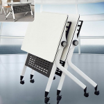 Kaasaegne puidust kokkupandav konverentsi laud liigutatava kaanega mobiilne koolituslaud kontori koosolekuruumi ristk&uuml;likukujuliseks seminarilaudaks (2 tk, 140 x 60 x 75 cm)