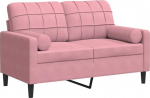 vidaXL diivan 2-kohaline, diivan dekoratiivse padja metallist raamiga, polsterdatud diivan kangast diivan elutuppa, Lounge diivan istumine, kaasaegne, roosa sametne