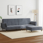 Schlafsofa 2-Sitzer mit Fu&szlig;hocker, Ausziehbares G&auml;stebett Sofa, Dunkelgrauer Samtbezug, 220 cm, Perfekt f&uuml;r Wohnzimmer & G&auml;stezimmer, Einfache Montage