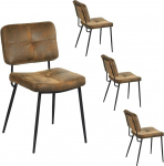 MEUBLE COSY s&ouml;&ouml;gitoa toolid 4-st k&ouml;&ouml;gitoolist koosnev komplekt Vintage elutoa tool polsterdatud tool seljatoega istmega, mis on valmistatud mokkast metallist jalgadest, retro, pruun