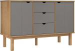 vidaXL sahtli kapp mitmeotstarbeline kapp seisev kapp elutoa kapp pruun hall 113,5 x 43 x 73 cm massiivne m&auml;nnipuit