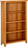 B&uuml;cherregal mit 4 Ebenen, B&uuml;cherschrank, Wohnzimmer, B&uuml;ro, Lagerregal, Ausstellungsregale, 70 x 22 x 110 cm, massives Eichenholz