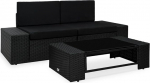 Modulares Mittelsofa Poly Rattan Schwarz PE Rattan M&ouml;bel Gartenm&ouml;bel Outdoor Diivan 3-TLG.