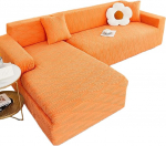 L-f&ouml;rmiges Stretch-Sofa-Schonbezug-Set Mit Anti-Rutsch-Design, Schutz for Sektionsm&ouml;bel(Orange,4 Seater+4 Seater)