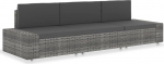 Modulares 3-Sitzer-Sofa Poly Rattan Grau PE Rattan M&ouml;bel Outdoor Diivan 3-TLG. Garten Lounge Set Gartenm&ouml;bel