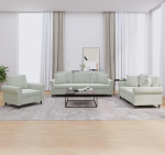 3-TLG. Sofagarnitur mit Kissen Hellgrau Samt, hellgraues Samtsofa 3-TLG. als bequemes Sofa-Set mit Polsterung, 3-teiliges Sofa in Hellgrau Samt, Sofagarnitur
