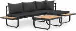 2-TLG. Garten-Ecksofa-Set mit Tisch und Kissen aus Aluminium WPC - Outdoor-Sofagruppe mit Polstern als Gartenm&ouml;bel-Set