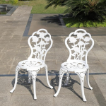 Valatud alumiiniumist aiatoolid 2-st komplektis Rose Design Antique Style (Rose Chair White)