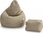 Loft 25 Bean Bag koos jalahoobiga - Gaming Bean Bag t&auml;idisega, mugav Bean Bag, vetth&uuml;lgav Bean Bag t&auml;iskasvanud k&otilde;rge seljaga, Bean Bag tool (Stone, Bean Bag + Footstool)