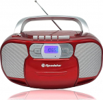 Roadstar RCR-4635UMP/RD Kaasaskantav CD-raadio kassett, digitaalne PLL FM raadio, Boombox CD MP3 m&auml;ngija, USB, AUX-IN, k&otilde;rvaklappide v&auml;ljund, punane