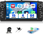 SIXWIN 4+64G Android 15 autoraadio Toyota Corolla E120/E130 Altis E120 BYD F3 koos Carplay/Android autoga, 7-tolline HD puuteekraan koos WiFi GPS Bluetooth 5.0 FM RDS 32EQ + tagurduskaamera