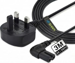 SHAFI &reg; 2 Pack 3 meetri pikkune kaheksakujuline toitejuhe - sertifitseeritud 90-kraadise nurga all olev 2-poldiline kaabel, IEC-C7 - UK 3-poldiline pistik, 3A kaitsme - &uuml;hilduv UK toitejuhe PS5, Xbox seeria X jaoks