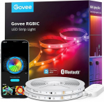 Govee LED ribad 20 m, RGBIC LED ribad segmentide juhtimisega, muusika s&uuml;nkroniseerimine, 64 stseeni režiimi, juhitav rakenduse abil, v&auml;rvivahetuse v&otilde;imalus, sobib koduseks magamistoaks, 2 rulli 10 m ribasid.