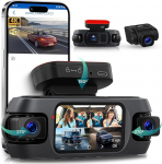 Hodozzy 360&deg; auto Dash Cam 4K 5GHz WiFi, 4 kaamerat ees ja taga, 8 IR &ouml;&ouml;n&auml;gemist, 3-tolline IPS puuteekraan, Loop salvestamine, G-sensor, GPS asukoht, Dash Cam koos rakenduse juhtimisega