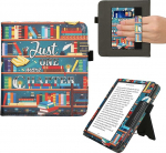 kwmobile Flip Cover &uuml;hilduv Kobo Kobo Libra Colour/Tolino Vision Colour - &uuml;mbris randmerihmaga Raamatukoguteema Mitmev&auml;rviline