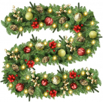 J&otilde;ulugirland, 9 jalga kuusep&auml;rg koos valgustusega, 30 LED garland j&otilde;ulud, j&otilde;ulukaunistus garland, kunstlik j&otilde;ulup&auml;rg kaminate, treppide, v&otilde;lvide, kodu, &otilde;ueala jaoks