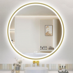 S'bagno Vannitoa peegel valgustusega 90 cm, &uuml;mmargune peegel valgustusega alumiiniumraamiga, h&auml;gustuse eemaldamine, 3000-6500K, HD karastatud klaas, IP44 vannitoa peegel valguse m&auml;lufunktsiooniga, kuldne
