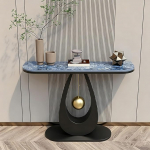Eingangs Tisch mit Gesintertem Stein Tischplatte,Moderne Marmor Konsole,Einfach zu Reinigen,Einfache Montage,Sofatisch f&uuml;r Wohnzimmer,Flur,Eingangsbereich,Schlafzimmer(Blauw,80cm)