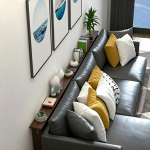 schmaler Sofatisch Konsolentisch Schmaler Eingangstisch Mit Stauraum, Extra Langer Konsolentisch Hinter Den Couchtischen Im Wohnzimmer, Foyer-Eingangstisch(Brown,150x15x65cm/59x6x26in)