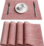 PVC-K&uuml;chen-Esszimmer-Tischsets f&uuml;r Tischsets, Deckchen, Tassenmatten, Untersetzer, wasserfeste Tischdecken (Farbe: Rosa, suurus: 10er-Set) HGCHH