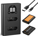 K&F CONCEPT NP-BX1 Replacement Battery Pack of 2 with LCD Dual Slot Charger for Sony RX100 HX50 WX350 RX1R HX90 RX100M7 M6 M5 PJ410 AS30 and Other Cameras Compatible with Original Charger and Battery