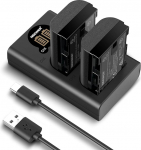 NEEWER asendusakude ja laadija komplekt LP-E6P/LP-E6NH/LP-E6N/LP-E6, 2-pakk 2200mAh akusid ja vertikaalne USB topeltlaadija, &uuml;hildub Canon EOS R5 Mark II R5 R6 R7 R 5DIV 7DII 80D 90Dga.