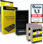 PATONA topeltlaadija + 2x aku BLS5 Olympus E-450 OMD E-M10 Pen E-P3 E-PL1 E-PL2 E-PL3 E-PL5 E-PL6 E-PL7 E-PM1 E-PM2 Stylus 1 Stylus 1s Micro USB &uuml;hendusega