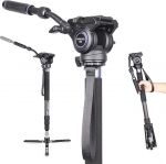 Kaamera monopeedi komplekt, INNOREL VM75CK, 182 cm s&uuml;sinikkiust videomonopeedi jalg koos F60 vedelikpeaga ja statiivialusega DSLR videokaameratele