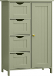 VASAGLE LHC041C02 Kitsas vannitoakapp K&uuml;lgkapp 4 sahtliga kapiuksega reguleeritava riiuliga 30 x 55 x 82 cm Laurel Green