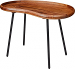 Wohnling WL5.669 kohvilaud 71 x 51 x 40 cm Sheesham massiivne diivanilaud neerukujuline metalljalgadega, elutoa laud massiivpuidust, v&auml;ike neerulaud, ehtne puit, elutoa laud, moodne k&uuml;ljelaud