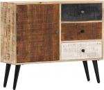 vidaXL Mango Wood Solid Sideboard 3 sahtlit 1 uksega sahtlikapp mitmeotstarbeline kapp K&uuml;lgkapp 88 x 30 x 73 cm